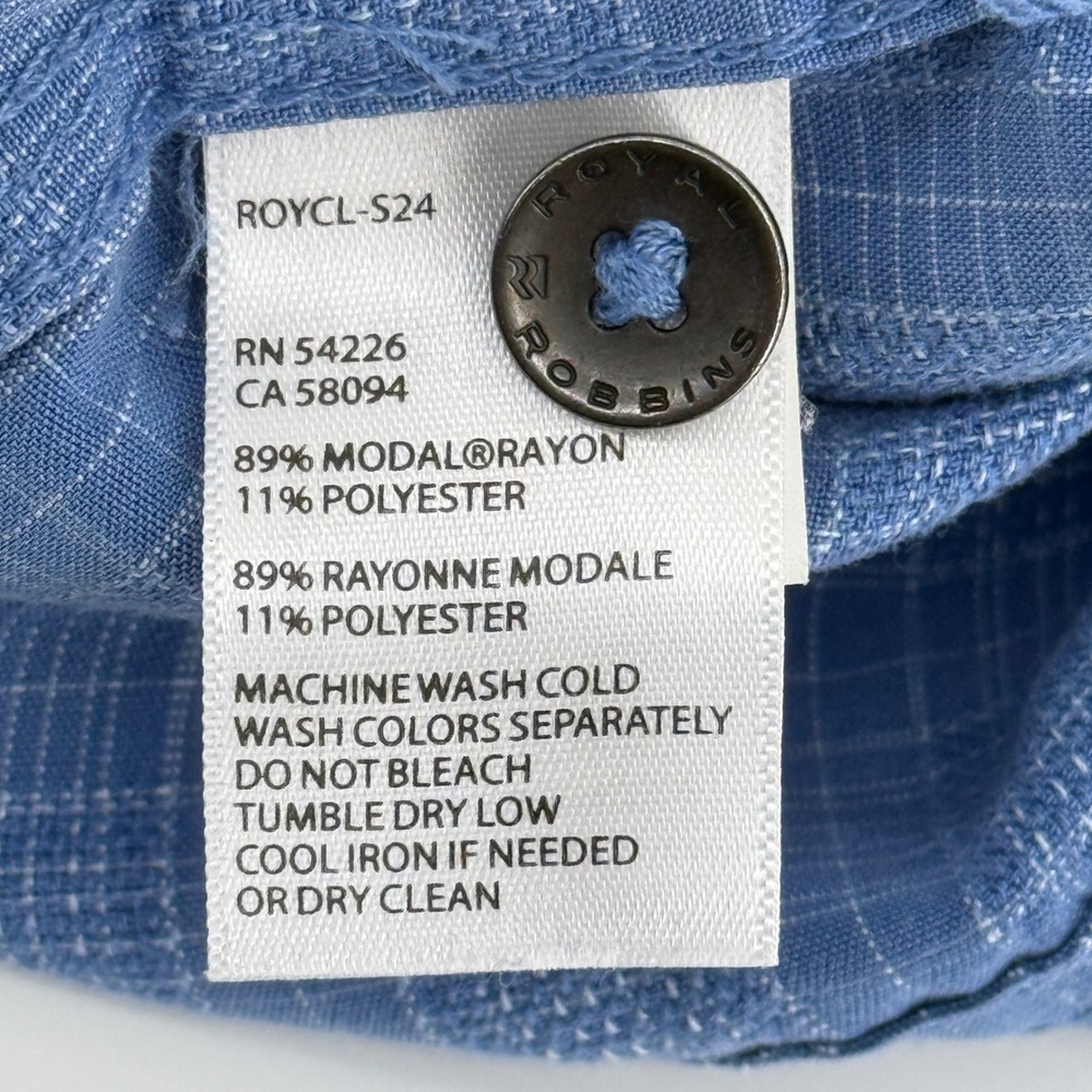 Royal Robbins Mens Blue Grid Textured Short Sleeve Button Down Shirt M Relaxed - Picture 4 of 12